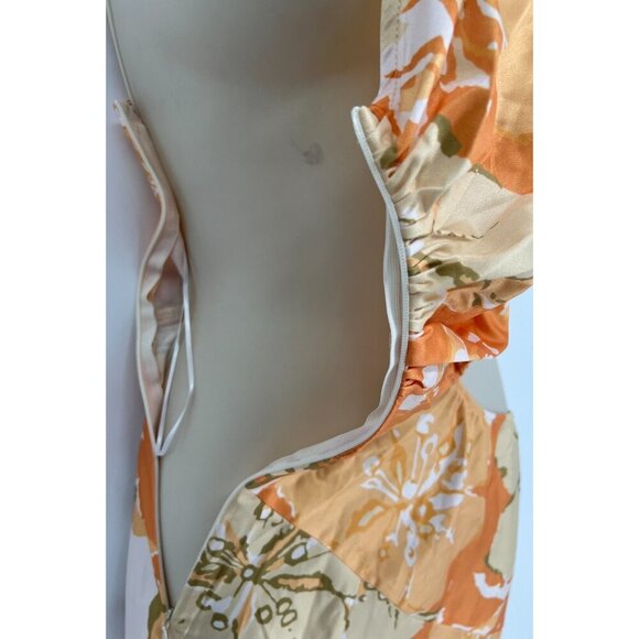 Alice Elle Maxi Dress One Shoulder‎ Floral Orange Sleeveless Cut Out Size 6 NWT - Picture 9 of 16